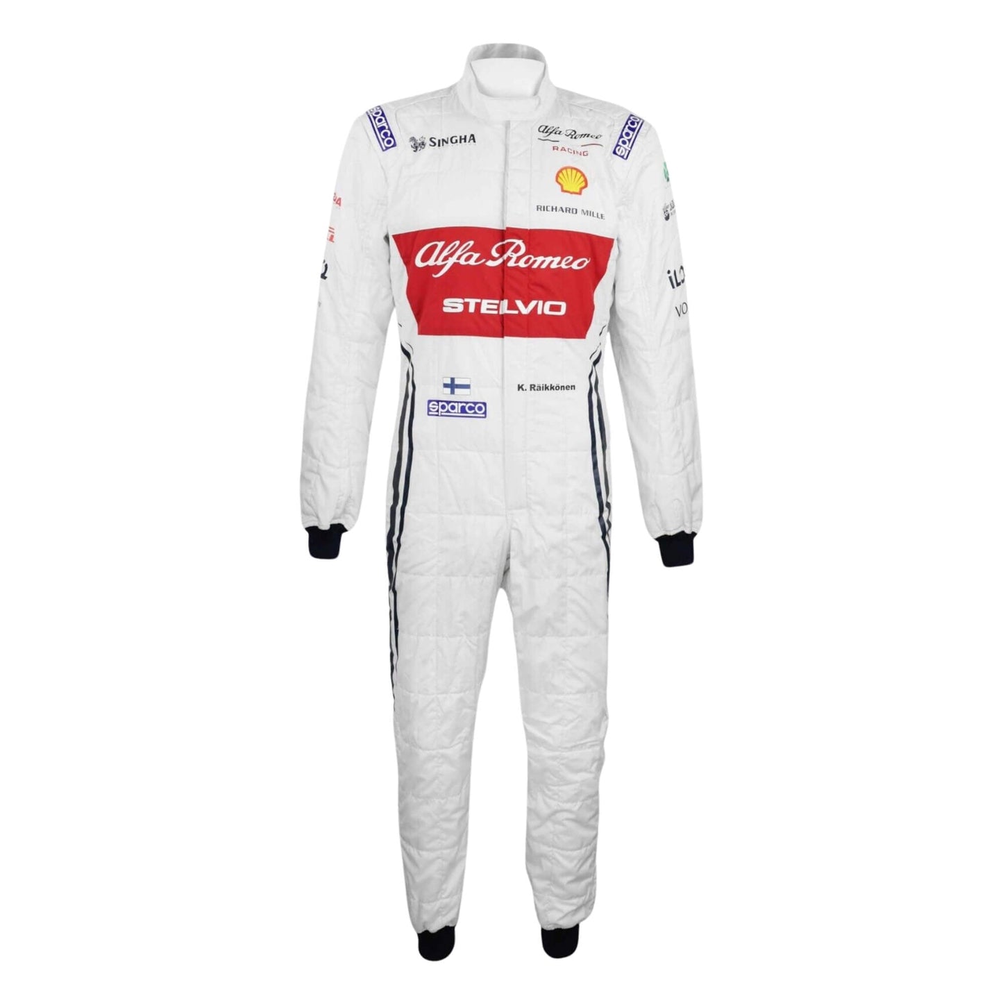 Kimi Räikkönen 2019 Azerbaijan GP F1 suit – front view with a sleek, modern race-ready look, trending among collectors of Formula 1 memorabilia