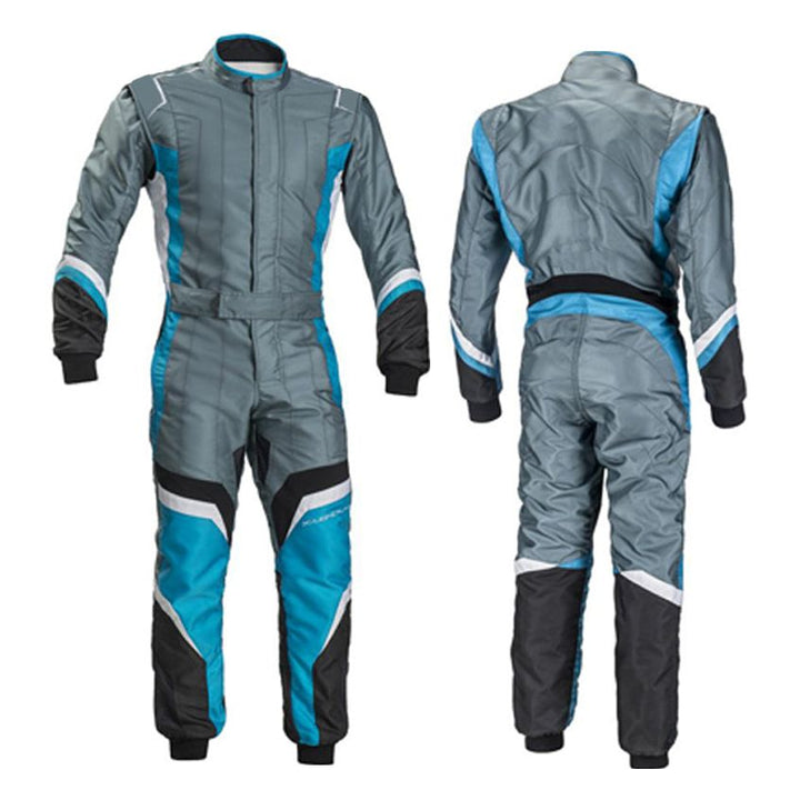 Gray / Blue Go-Kart Driver Race Gear