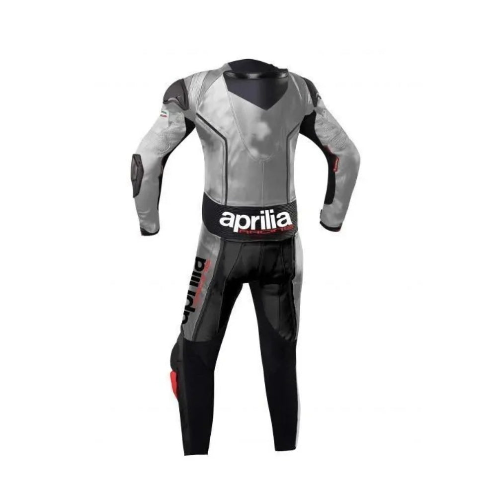 Aprilia Motorbike Leather Racing One-Piece Grey Suit