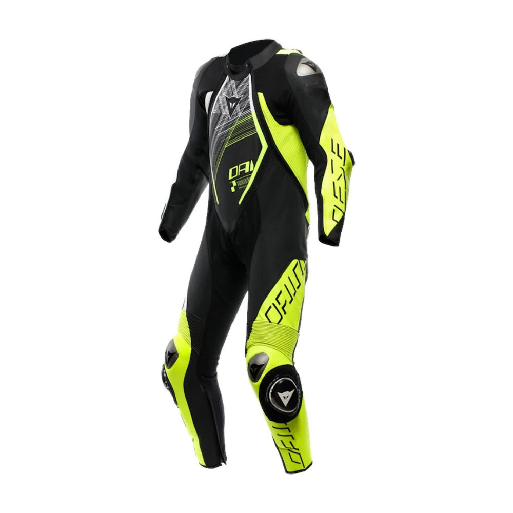 Audax D-Zip Perforated One-Piece Black and Yellow Motorcycle Leather Suit