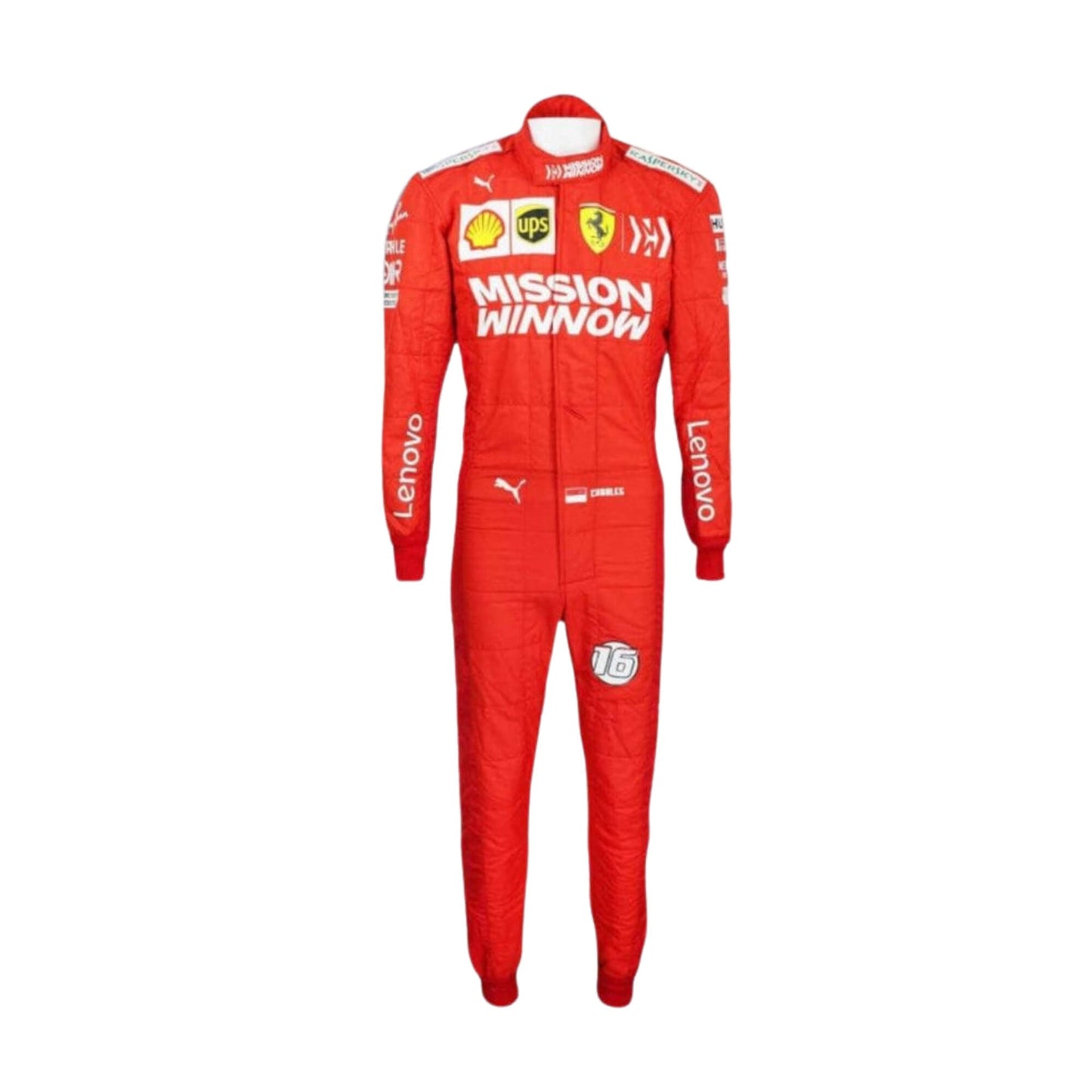 Charles Leclerc 2019 F1 racing suit – iconic red and white design