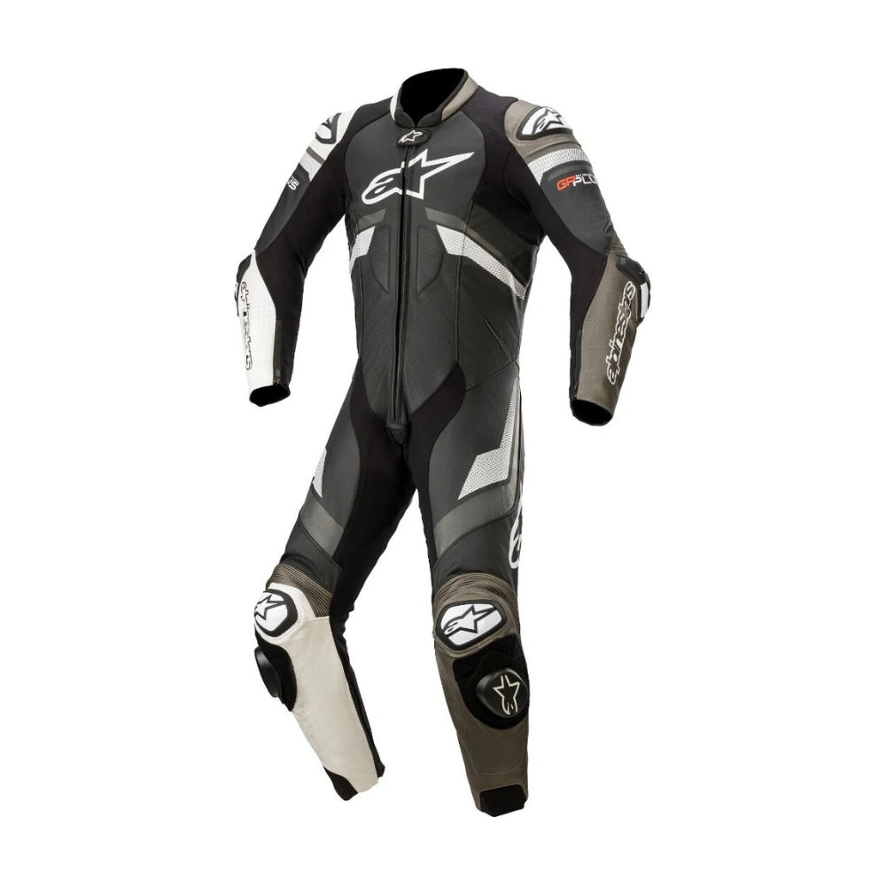 GP Plus V3 One-Piece Motorcycle Leather Racing Suit Gray and Black