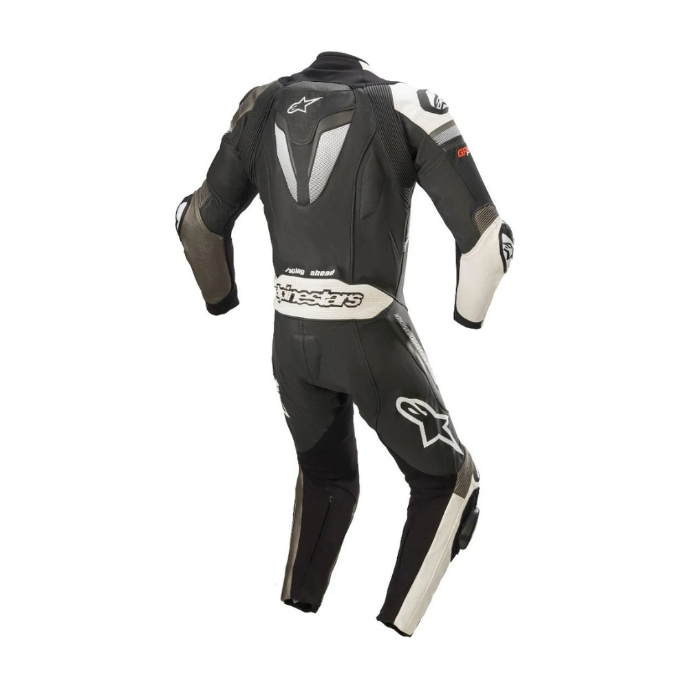 GP Plus V3 One-Piece Motorcycle Leather Racing Suit Gray and Black