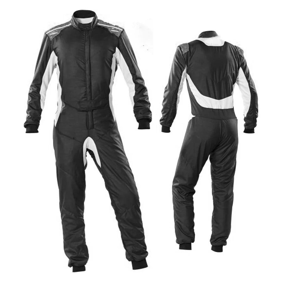 Black & White Go Kart Racing Suit Men