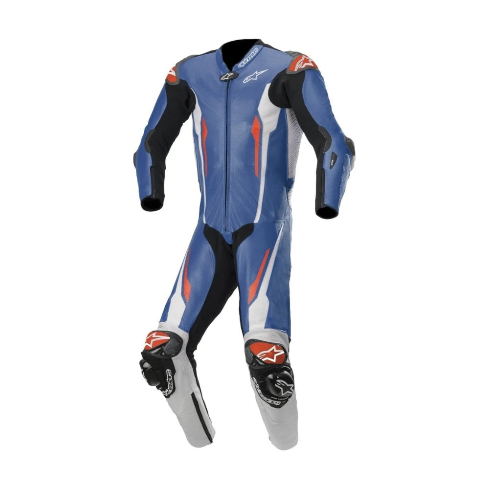 Racing Absolute One-Piece Perforated Motorcycle Leather Racing Suit White