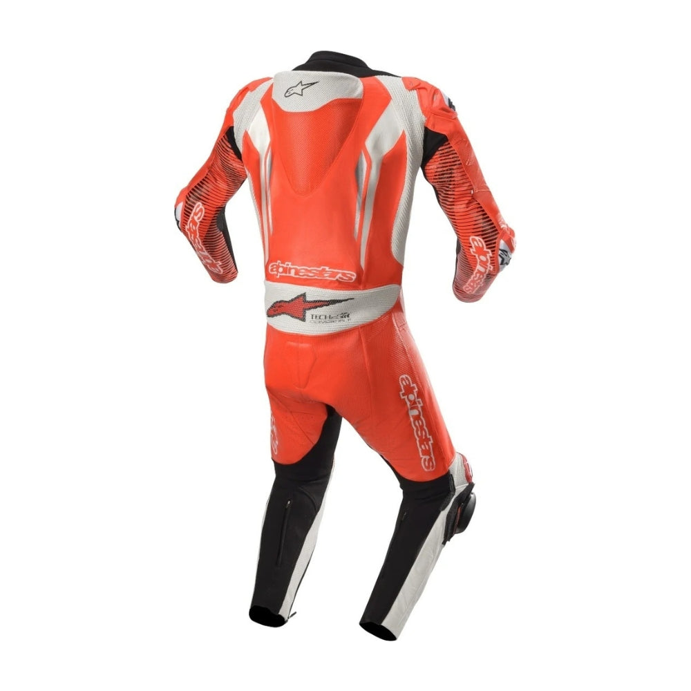 Racing Absolute White and Orange Motorbike Leather Suit One-Piece