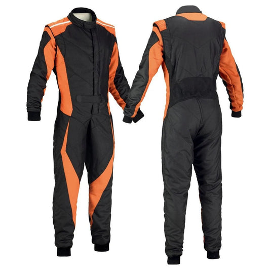 Black and Orange Go-Kart Driver Racing Suit