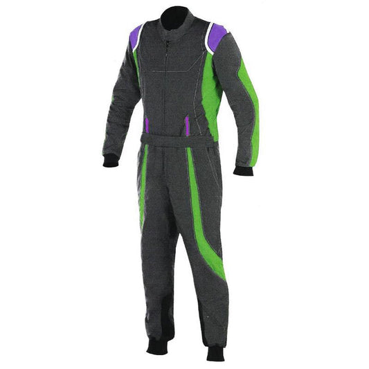 Black / Green Racing Suit For Go-Kart Race