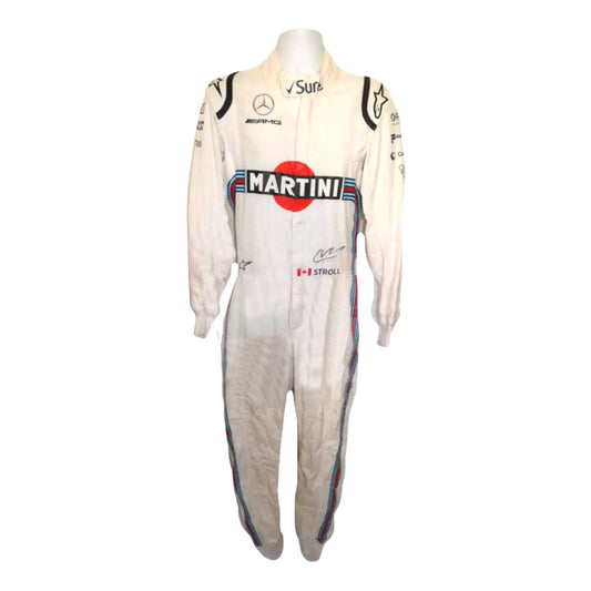 Lance Stroll 2018 F1 suit – front view with dynamic styling and professional finish, trending in racing memorabilia collections.