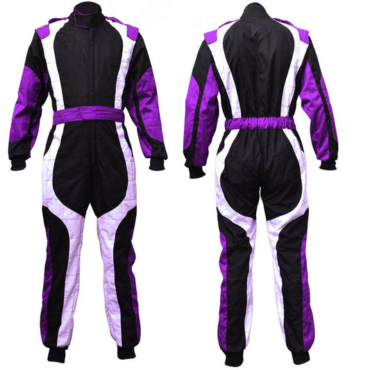 Black / White / Violet Go-Kart Car Driver Racing Costume