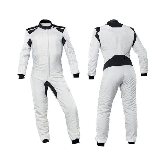 White Go-Kart Car Driver Racing Wear Costume