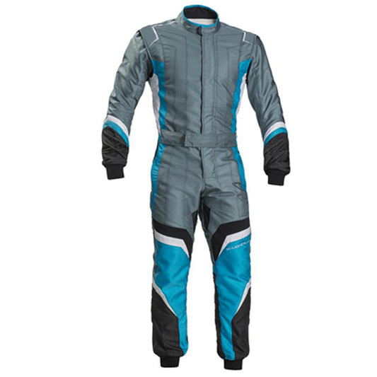 Gray / Blue Go-Kart Driver Race Gear