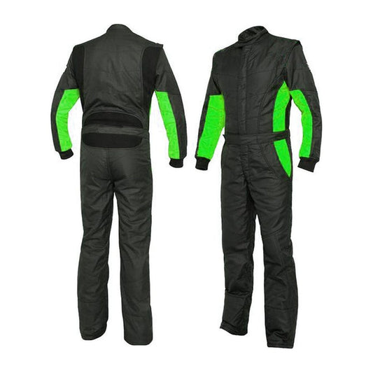 Black / Green Go-Kart Car Racing Wear Outfit
