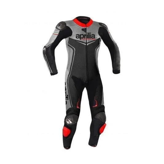 Aprilia Motorbike Leather Racing One-Piece Grey Suit