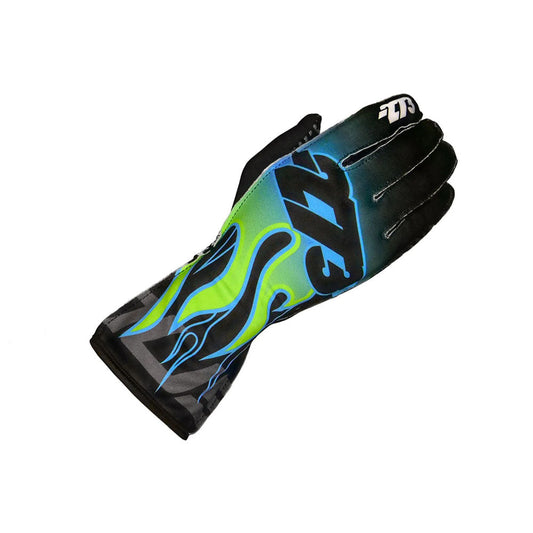 FLAME Black Cyan Fluo Green Yellow Gloves