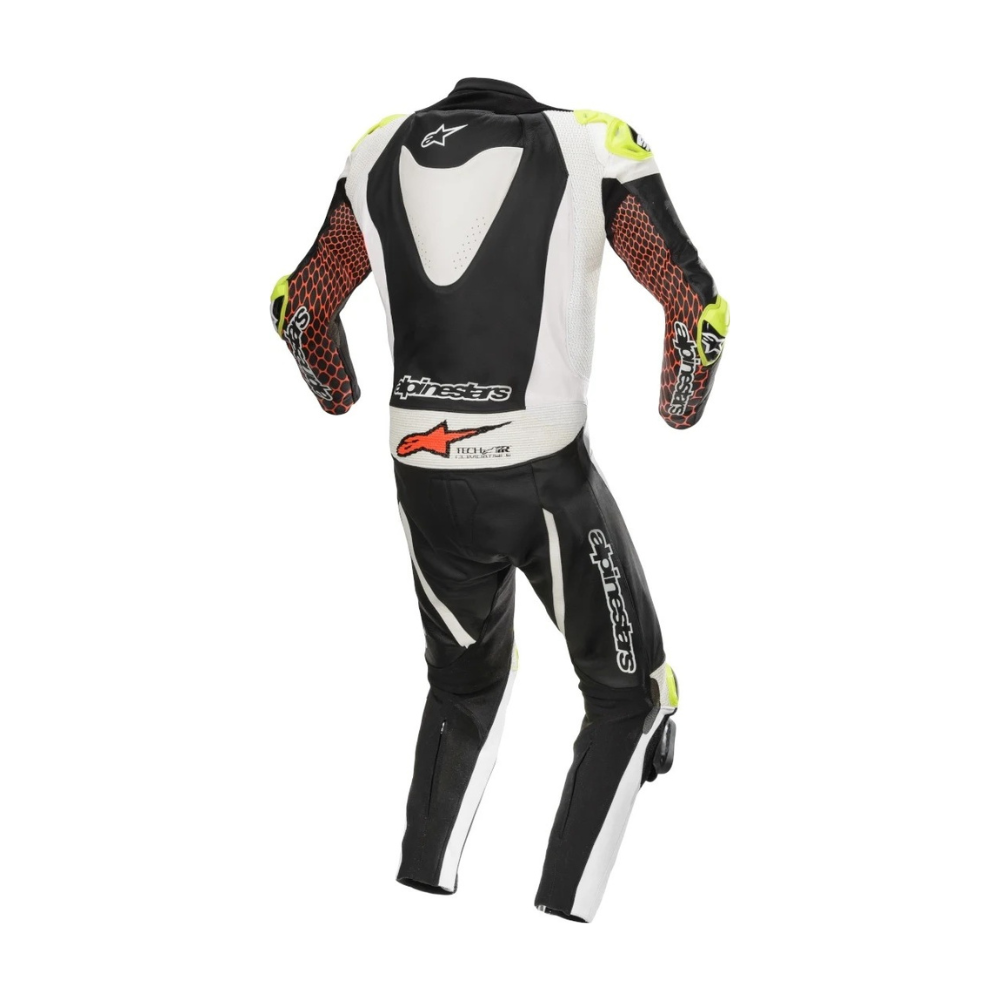 GP Tech V3 One-Piece Perforated Black and White Motorbike Racing Leather Suit