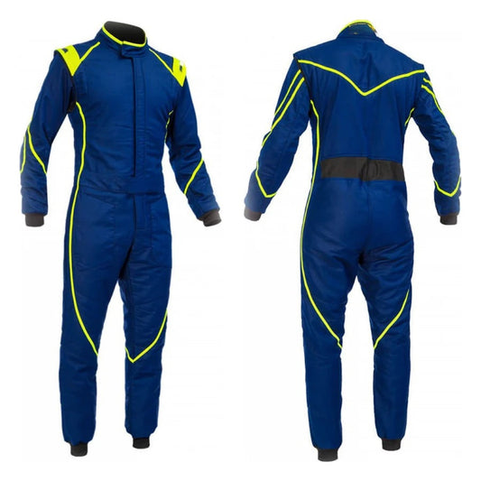 Blue Go-Kart Driver Racing Suit