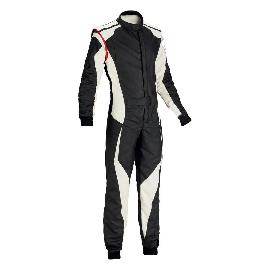 Black and White Go-Kart Driver Racing Outfit