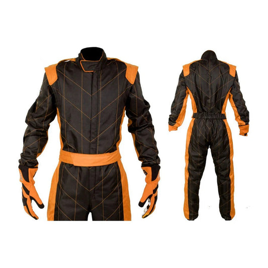 Brown and Orange Go-Kart Driver Racing Costume