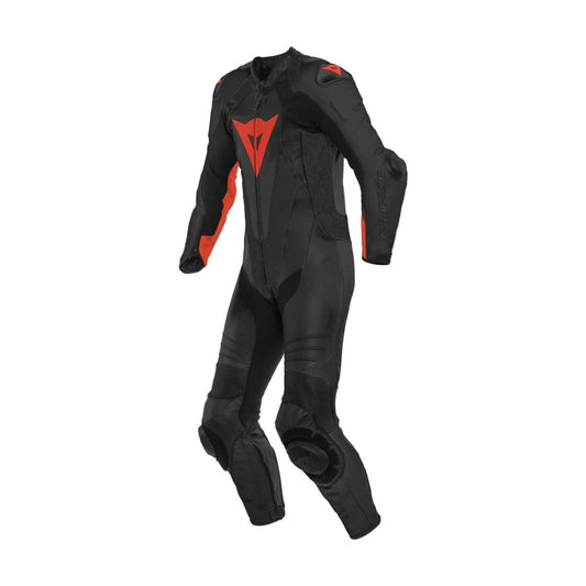Laguna Seca 5 One-Piece Perforated Motorcycle Leather Suit Black and Red