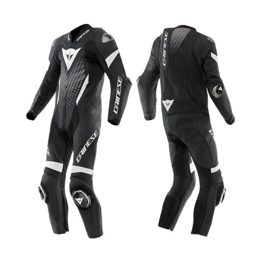 Laguna Seca 6 One-Piece Black and White Motorcycle Leather Suit