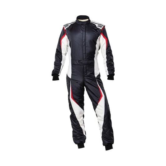 Black / White OMP Tecnica Evo Racing Costume