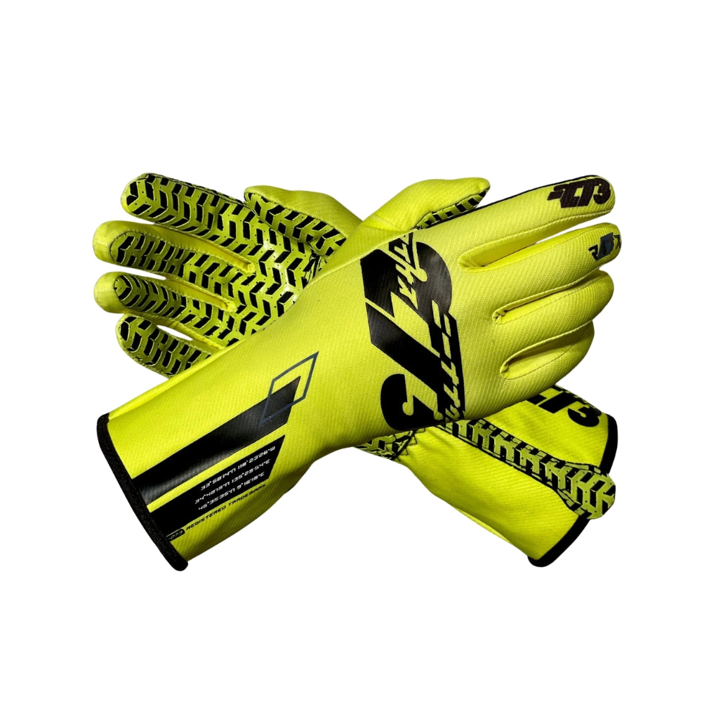 OSAKA Fluo-Yellow Black Kart Racing Gloves