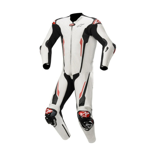 Racing Absolute One-Piece Perforated White Motorcycle Leather Racing Suit