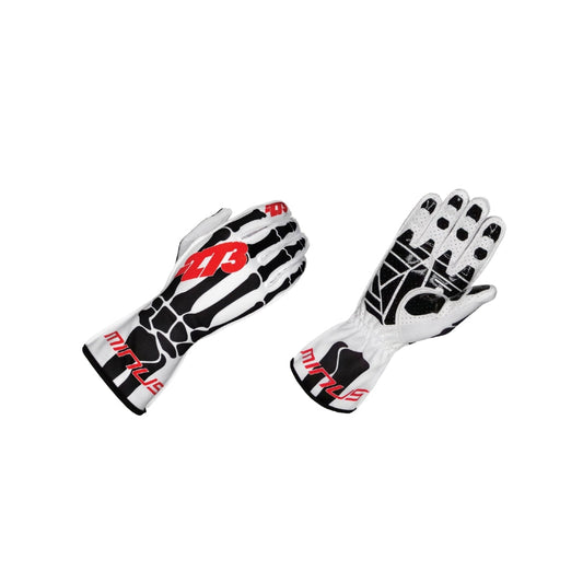 SKELETAL White Black Red Racing Gloves