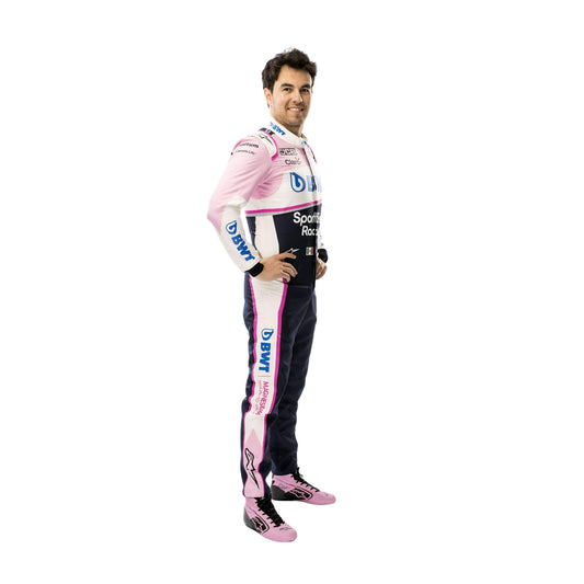 Sergio Perez 2019 F1 suit – front view showcasing a bold and dynamic race-ready design, perfect for F1 memorabilia collectors.