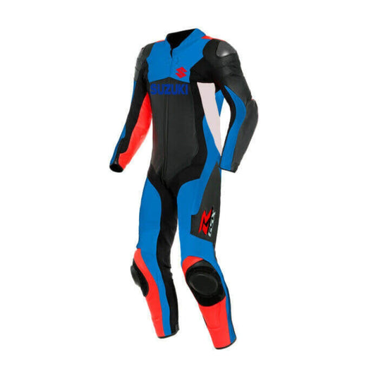 Suzuki GSXR Blue and Black Motorcycle Leather Racing Suit