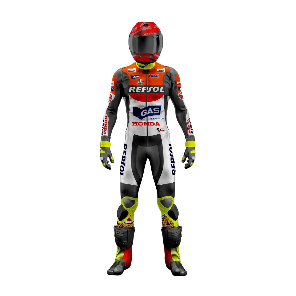 VR46 Honda Repsol MotoGP Custom Design Leather Motorcycle Racing Suit